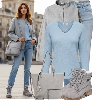 Outfit s Šedá/Hnědá/Béžová Velká taška/Obchodní Taška/Taška/Taška Přes Rameno/Taška Na Notebook/Kancelářská Taška/Brašna/Shopper taška/Sportovní Taška Přes Rameno/Taška Na Rameno Tamaris "Nonšalantní look pro volný čas"