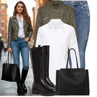 Outfity z džínu Zima s Černá Ovčí Kožešinová Bota/Bota na Platformě/Jezdecká Bota/Dlouhá Kozačka/Klasická kozačka/Kozačka po Kolena/Bota se širokým nohavici/Kozačka se zipem Tamaris "Nonšalantní look pro volný čas"