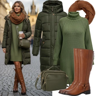 Malle Outfit s Zelená/Tmavě zelená Taška/Vodotěsná taška/Sportovní Taška Přes Rameno/Klasická Taška Přes Rameno/Brašna/Vojenská Taška Kipling "Perfektní pro zimu"Look: Malle, Bar, Den na pláži, Karneval, Koncert, Škola