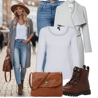 Ležérní Outfit s Světle modrá/Modrá Skinny Kalhoty/Džínové Legíny/Jeggings Only "Pohodlné zimní outfity"Look: Rad, Styl, Emo, Ležérní, Cool, Disko, Moderní, Krásný, Old Money, Bezešvé, Skromné