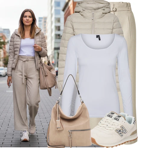 Kombinace Béžová/Hnědá/Khaki Plisovaná kalhoty/Kalhoty s Vysokým Pasem/Paperbag Kalhoty/Široká Kalhoty/Mušelínové kalhoty/Kalhoty s nášivkou uprostřed/Kalhoty se Štěrbinou Edited
