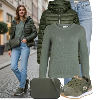 Lumberjack Outfit s Zelená/Tmavě zelená Bota Na Pěší Turistiku/Šněrovací bota/Trekingová Bota/Šněrovací Bota/Lodička s Přezkou/Nepromokavá Bota/Bota Bez Tkaničky/Vodotěsná outdoorová Bota Skechers "Cool každodenní outfit"