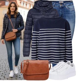 Outfit s Hnědá/Béžová Bagetová taška/Taška/Klasická Taška Přes Rameno/Taška Na Notebook/Kancelářská Taška/Brašna/Sportovní Taška Přes Rameno About You "Cool každodenní outfit"