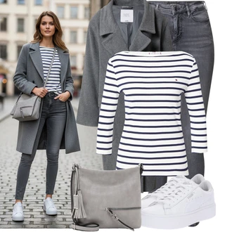 Outfit s Šedá/Béžová/Hnědá/Světle šedá Brašna/Klasická Taška Přes Rameno/Sportovní Taška Přes Rameno/Taška Přes Rameno Tamaris "Krásný Ležérní Outfit"