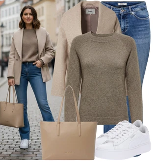 Outfit s Bílá Bota Úzká teniska/Teniska na platformě/Teniska s dírkovaným vzorem/Nízká Teniska Puma "Cool každodenní outfit"