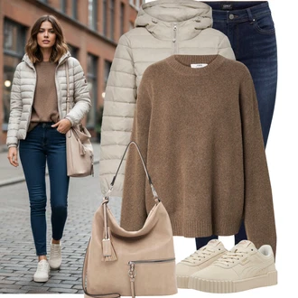 Styl Outfit s Tmavě modrá Kožená bunda/Slim Fit Džíny/High Waist Džínové Kalhoty/Push up Džín/Zimní bunda/Navlékací džíny/Džíny s Nízkým Sedem/Kožené Boty/Termální Džíny Only "Skvělý vzhled na jaro"