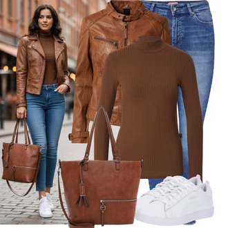 Outfit s Krémová/Bílá Úzká Teniska/Kožené Tenisky/Nízká Teniska Puma "Skvělý vzhled na jaro"