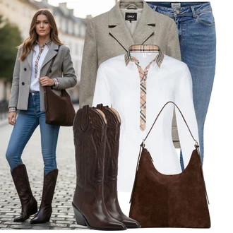 Outfity z džínu Zima s Béžová/Hnědá/Šedá Only "Skvělý vzhled na jaro"