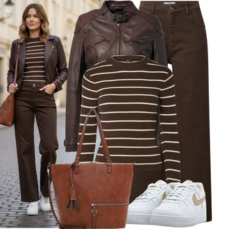 Přechodné Outfit s Červená/Hnědá/Šedá/Tmavě hnědá Přechodné Bundy/Kožená Bomber Bund/Motorkářské Bund/Kožené Bund Bunda z Umělé Kůže/Kožená vintage bunda Maze "Skvělý vzhled pro volný čas"