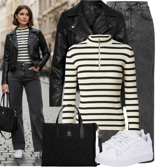 Kůže Outfit s Krémová/Bílá Nízká Teniska/Kožené Tenisky/Úzká Teniska Puma "Skvělý vzhled pro volný čas"