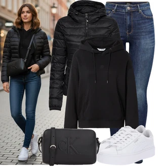 Kůže Outfit s Bílá Nízká Teniska/Teniska na platformě/Úzká Teniska/Teniska s dírkovaným vzorem Puma "Stylová kombinace na jaro"