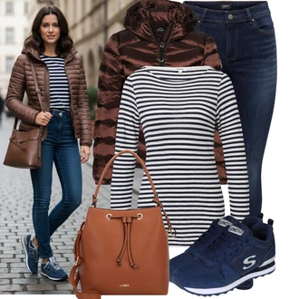 Outfit s Tmavě modrá Kožená bunda/Slim Fit Džíny/High Waist Džínové Kalhoty/Push up Džín/Zimní bunda/Navlékací džíny/Džíny s Nízkým Sedem/Kožené Boty/Termální Džíny Only "Stylové kombinace pro volný čas"