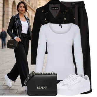 Kůže Outfit s Bílá Nízká Teniska/Teniska na platformě/Úzká Teniska/Teniska s dírkovaným vzorem Puma "Stylový look na jaro"