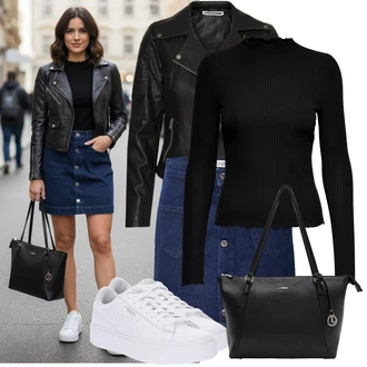 Outfit s Bílá Nízká Teniska/Teniska na platformě/Úzká Teniska/Teniska s dírkovaným vzorem Puma "Stylový look na jaro"