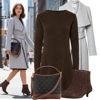 Jednobarevný Outfit s Šedá Nezařazené About You "Stylový zimní outfity"