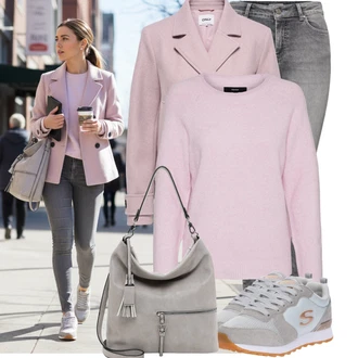 Léto Outfit s Šedá/Světle šedá/Tmavě šedá Kožená bunda/Džíny s Rozparkem/Slim Fit Džíny/Džíny s Nízkým Sedem/Kožené Boty/Motorkářské Džíny/High Waist Džínové Kalhoty/Termální Džíny/Zimní bunda/Push up Džín Only "Stylový zimní outfity"