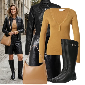 Přechodné Outfit s Černá/Červená Motorkářské Bund/Motorkářská bunda/Kožené Bund Bunda z Umělé Kůže Only "Volnočasový outfit na jaro"