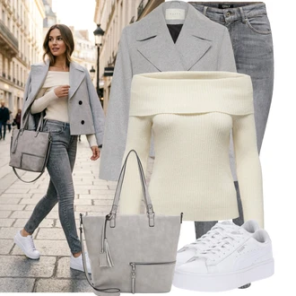 Kůže Outfit s Bílá Nízká Teniska/Teniska na platformě/Úzká Teniska/Teniska s dírkovaným vzorem Puma "Volnočasový outfit na jaro"