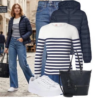 Styl Outfit s Světle modrá/Modrá Vintage džíny/Zvonové Džíny/High Waist Džínové Kalhoty/Džíny Culottes/Džíny Volného Střihu/Džíny s Rozparkem Only "Volnočasový outfit na jaro"