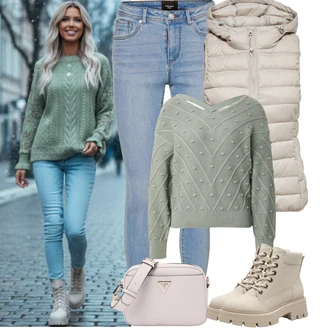 Outfit s Hnědá/Béžová/Khaki Only "zimní oblečení"