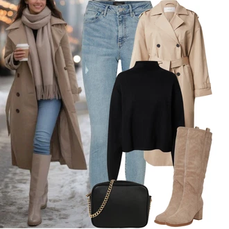 Outfit s Černá/Bílá/Růžová Taška/Klasická Taška Přes Rameno/Malá Taška/Brašna/Sportovní Taška Přes Rameno About You "zimní oblečení"