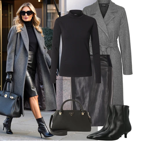 Kombinace Nový Rok Černá Sukně z umělé kůže/Kožená Sukně Kožená Minisukně/Kožená Sukně VERO MODALook: Bar, 40. narozeniny, Koncert, Nový Rok, Škola, Zvláštní příležitosti, Matriční úřad, Párty, Narozeniny