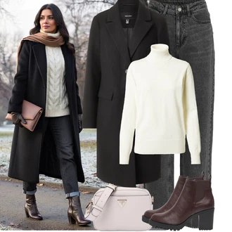 Móda pro plnoštíhlé Outfit s Krémová/Bílá Jednoduchý Svetr/Svetr s límečkem/Kašmírový Svetr/Kašmírový Svetr/Rolák/Svetr z Jemné Pleteniny SAINT TROPEZ "zimní oblečení"