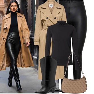 Móda pro plnoštíhlé Outfit s Černá/Tmavě šedá Roláková Košile JdY "zimní oblečení"