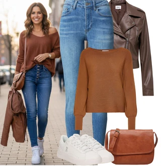 Outfity na zimu Dlouhé Po Lýtka s Hnědá/Béžová Bagetová taška/Taška/Klasická Taška Přes Rameno/Taška Na Notebook/Kancelářská Taška/Brašna/Sportovní Taška Přes Rameno About You "zimní oblečení"