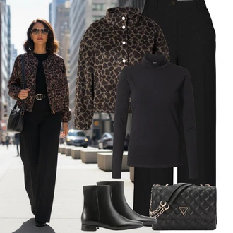 Móda pro plnoštíhlé Outfit s Černá/Tmavě šedá Roláková Košile JdY "zimní oblečení"