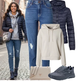 Vysoký Pas Outfit s Světle modrá/Modrá Džíny s Rozparkem/Kožené bundy/Džíny s Dírou/Girlfriend Džíny/Kotníková Bota/High Waist Džínové Kalhoty/Boyfriend Džínové kalhoty Pieces "zimní oblečení"