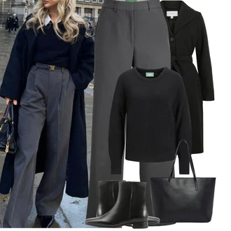 Jednobarevný Outfit s Černá Jednoduchý Svetr/Svetr Carmen/Kašmírový Svetr/Svetr na kojení/Basic Svetr/Kašmírový Svetr/Svetr s Kulatým Výstřihem/Vlněný Svetr/Svetr z Jemné Pleteniny/Pletený Svetr jjxx "zimní oblečení"