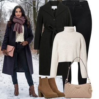 Venkovní Outfit s Černá Kožená bunda/Motorkářské Džíny/Termální Džíny VERO MODA "zimní oblečení"Look: Styl, Cool, Venkovní, Bezešvé