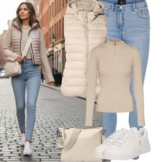 Móda pro plnoštíhlé Outfit s Béžová/Hnědá/Zelená/Khaki/Fialová Polo Svetr/Kašmírový Svetr/Svetr s límečkem/Svetr z Jemné Pleteniny/Svetr Carmen Edited "zimní oblečení"