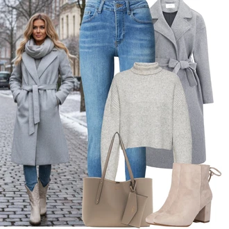 Outfity s kotníkovými botami s Béžová/Hnědá Kotníková Bota Na Podpatku/Zimní kotníková bota/Kotníková Bota s Podšívkou/Letní kotníková kozačka/Šněrovací Kotníková Bota About You "zimní oblečení"