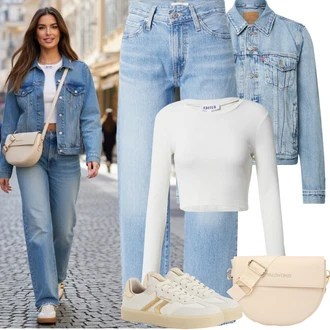 Krátké Velikosti Outfit s Bílá/Fialová Zkrácený Top/Krátký Top/Krátký top Edited "Jarní Outfit"