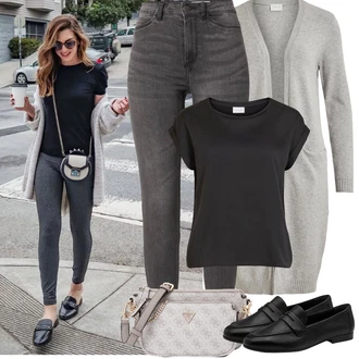 Na Procházku Zima Outfit s Šedá/Světle šedá Pletenina veľkej veľkosti Vila "Jarní Outfit"Look: Na Procházku, Volný čas