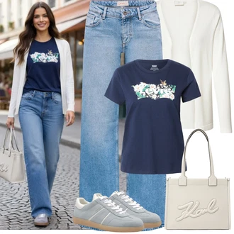 Outfit s Krémová/Bílá/Khaki Pletenina veľkej veľkosti/Halenka a Tunika Kaffe "Jarní Outfit" Outfit s Krémová/Bílá/Khaki Pletenina veľkej veľkosti/Halenka a Tunika Kaffe "Jarní Outfit"