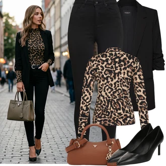 Outfit s Černá Jeggings/Džínové Legíny/Legíny s Vysokým Pasem/Skinny Kalhoty/Tregíny/Legíny s Rozparkem VERO MODA "Jarní Outfit"