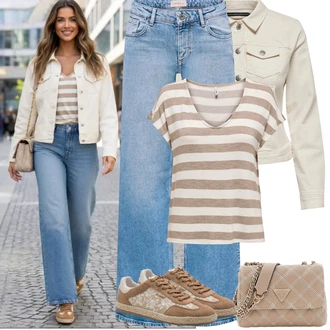 Outfit s Hnědá/Béžová/Bílá/Khaki/Oranžová Jarní bunda/Manšestrová Bunda/Košilová bunda/Džínové Bund/Krátký Bund/Krátké Džínové Bundičky/Letní Bund/Vintage Bund Only "Jarní Outfit"