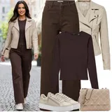 Outfity s hnědými koženými bundami image