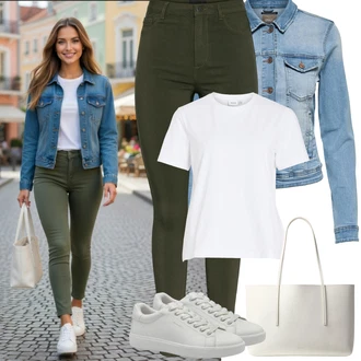 Cool Outfit s Světle modrá/Modrá Vintage Bund/Džínové Bund/Krátké Džínové Bundičky Only "Jarní Outfit"Look: Krásný, Western, Cool, Vintage, Pracovní oděvy, Retro