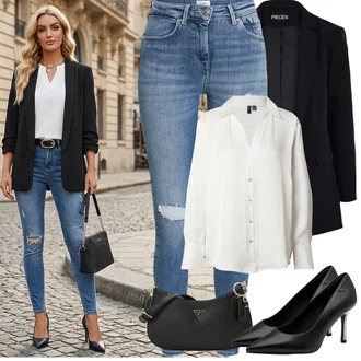 Léto Outfit s Světle modrá/Modrá Džínové Legíny/Jeggings/Kalhoty s dírou Only "Jarní Outfit"