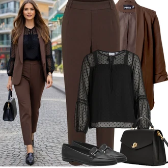 90tá léta, Styl Outfit s Černá/Žlutá Průhledná blůza/Rozverná blůza/Kožená bunda/Dětská hračka/Halenka s Nafouknutým Rukávem Vila "Jarní Outfit"Look: Styl, Moderní, Boho, Šik, Francouzské, S průsvitem