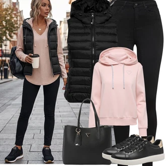 Outfit s Černá Jeggings/Džínové Legíny/Legíny s Vysokým Pasem/Skinny Kalhoty/Tregíny/Legíny s Rozparkem VERO MODA "Jarní Outfit"