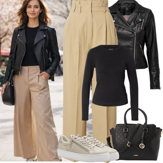 Malle Outfit s Černá/Tmavě červená/Bílá/Hnědá Shopper taška/Taška/Sportovní Taška Přes Rameno/Brašna/Kancelářská Taška/Taška Na Notebook/Taška Na Příruční Zavazadlo/Obchodní Taška L.CREDI "Jarní Outfit"Look: Malle, Bar, Koncert, Den matek, Škola, Valentýn