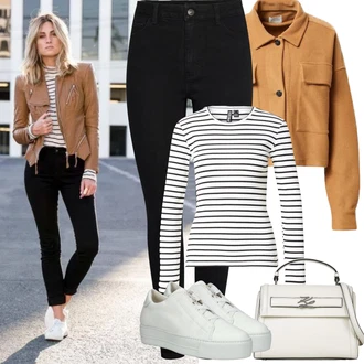 Styl Outfit s Černá High Waist Džínové Kalhoty/Push up Džín/Zimní bunda/Kožené Boty/Termální Džíny/Motorkářské Džíny Pieces "Jarní Outfit"