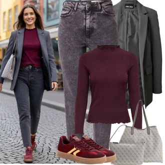 Zima Pracovní pohovor Outfit s Tmavě šedá/Šedá/Světle šedá Pieces "Jarní Outfit"
