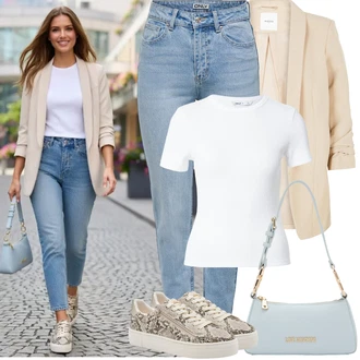 Šik 60. narozeniny Outfit s Béžová/Khaki Pieces "Jarní Outfit"Look: Kancelář, Elegantní, Univerzitní, Šik, Disko, Nadrozměrné, Bar, Matriční Úřad, 60. narozeniny, Škola, Koncert, Den na pláži, 50. narozeniny, Den matek, Zvláštní příležitosti, Narozeniny
