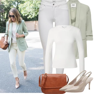 Šik 60. narozeniny Outfit s Světle zelená/Khaki/Béžová/Zelená/Světle šedá/Šedá Only "Jarní Outfit"Look: Emo, Splývavé, Kancelář, Elegantní, Šik, Old Money, Bar, Firemní večírek, Koncert, Den na pláži, Den matek, 60. narozeniny, Zvláštní příležitosti, Škola, 40. narozeniny, Narozeniny